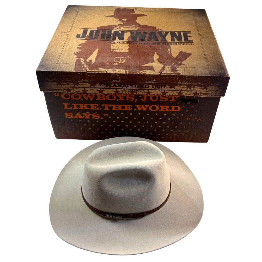 Resistol Duke Cowboy Hat Mens 7 1/8 Silverbelly Good 6X Fur Felt John Wayne